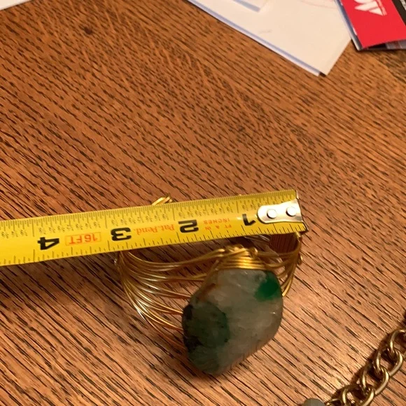 Multi chain, crystal, Polished Green moss geode Quartz stone necklace & bracelet - Picture 4 of 4